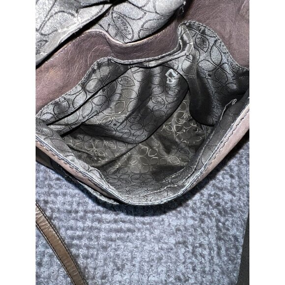 FOSSIL Brown Distressed Leather Large Crossbody Folding Handbag - Picture 15 of 16